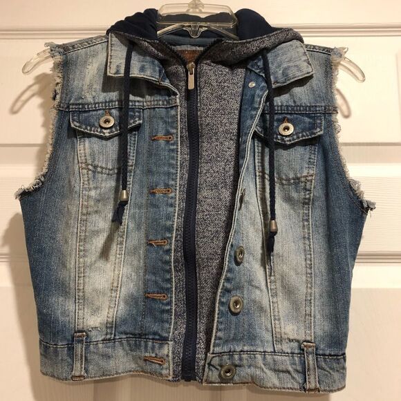 Ashley By 26 International Jackets & Blazers - Ashley By 26 International denim hooded vest